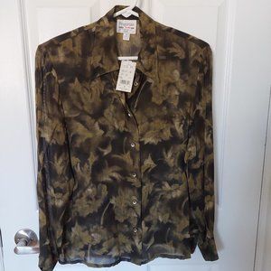 Proportion Petite By Denise Cape Black/Gold Sheer Blouse Shoulder Pads, Sz 8